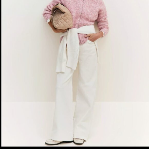 ANN TAYLOR WEEKEND COLLECTION WIDE LEG CORDUROY PANT WINTER WHITE $129 8 - Picture 4 of 9